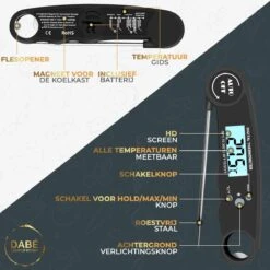 Dabé Draadloze Vleesthermometer - Keukenthermometer 12 Dabé Draadloze Vleesthermometer - Keukenthermometer -Drinkwater Apparaat Winkel 1200x1200 1064