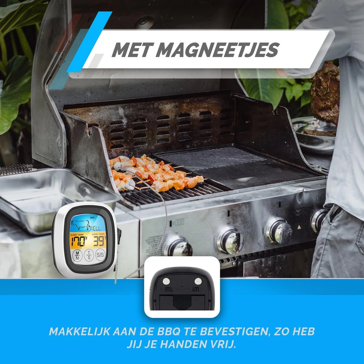 Mancor Digitale Vleesthermometer - Keukenthermometer - BBQ Thermometer - Oventhermometer 3 Mancor Digitale Vleesthermometer - Keukenthermometer - BBQ Thermometer - Oventhermometer - Afbeelding 3