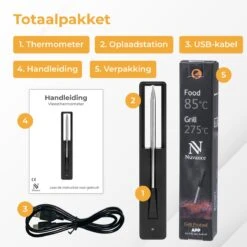 Nuvance - Vleesthermometer Draadloos Met App - BBQ Thermometer Met Bluetooth - Meater - Oventhermometer - BBQ Accesoires - RVS -Drinkwater Apparaat Winkel 1200x1200 1157