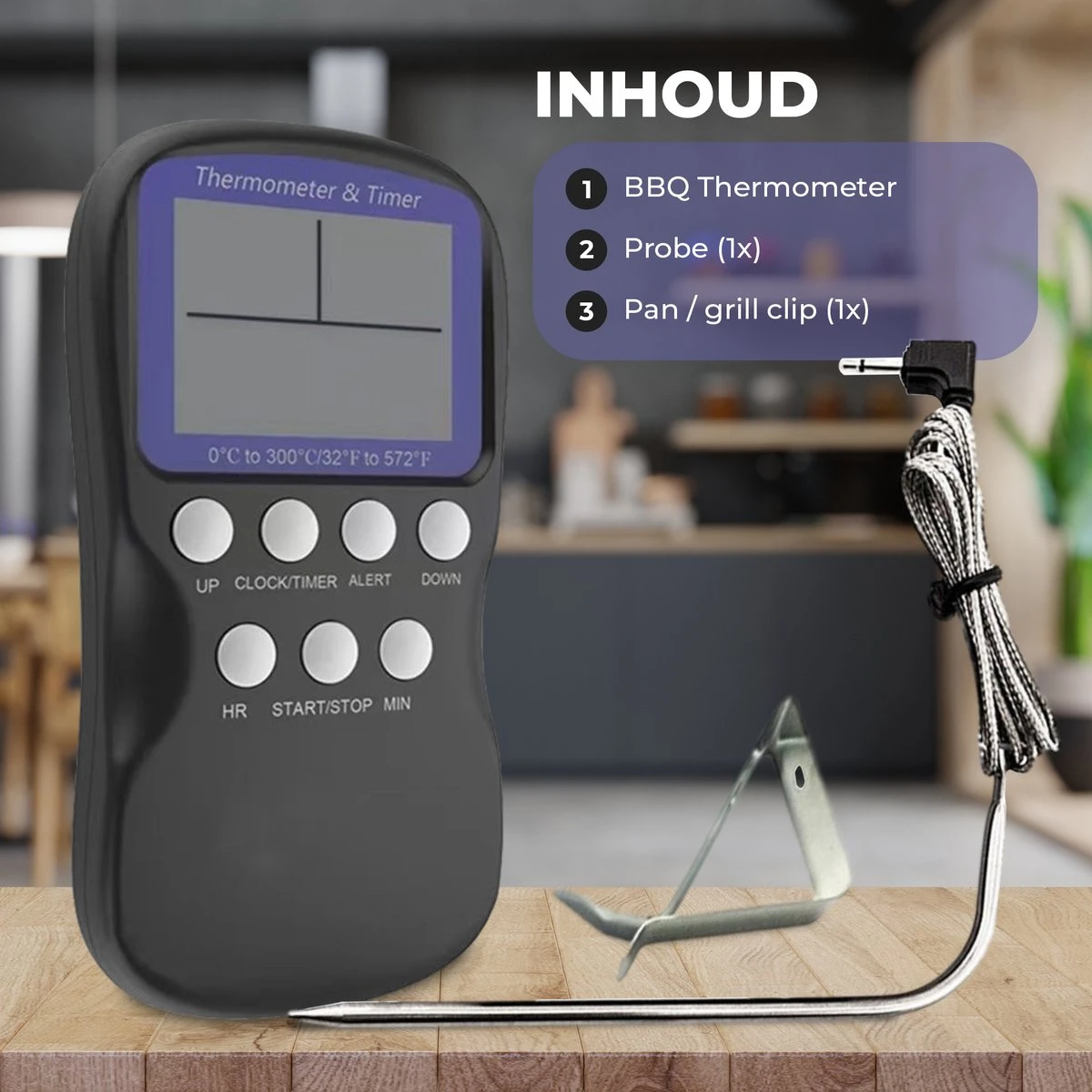 Seidon® Digitale Vleesthermometer Set – BBQ- En Oventhermometer – 0°C Tot 300°C – Kernthermometer Met 1 Sonde – Suikerthermometer - Kookthermometer 8 Seidon® Digitale Vleesthermometer Set – BBQ- En Oventhermometer – 0°C Tot 300°C – Kernthermometer Met 1 Sonde – Suikerthermometer - Kookthermometer - Afbeelding 8