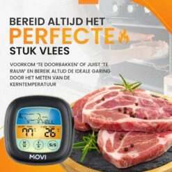 Movi® Mini+ Vleesthermometer - Bbq Thermometer – Kamado - Oventhermometer - Vleesthermometer Draadloos – Keukenthermometer - Suikerthermometer - Vloeistofthermometer – Barbecue Accessoires - Inclusief E-Book - Kookwekker - -Drinkwater Apparaat Winkel 1200x1200 1203