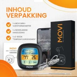 Movi® Mini+ Vleesthermometer - Bbq Thermometer – Kamado - Oventhermometer - Vleesthermometer Draadloos – Keukenthermometer - Suikerthermometer - Vloeistofthermometer – Barbecue Accessoires - Inclusief E-Book - Kookwekker - -Drinkwater Apparaat Winkel 1200x1200 1209