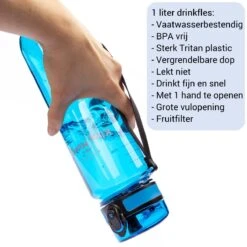 Waterfles 1 Liter Vaatwasserbestendig - Lekvrije 1L Drinkfles - Volwassenen & Kinderen - Sport Bidon Drinkbus - Blauw - King Mungo -Drinkwater Apparaat Winkel 1200x1200 1323
