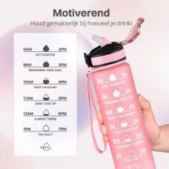 Innovaland Motivatie Waterfles Roze - 1 Liter Drinkfles - Waterfles Met Rietje - Waterfles Met Tijdmarkering - BPA Vrij - Volwassenen - Kinderen - Vaderdag Cadeau - Geschenk - Cadeau Voor Man - Vrouw - Sinterklaas Cadeautjes - Mannen - Vrouwen -Drinkwater Apparaat Winkel 1200x1200 1335