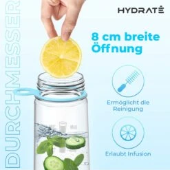 HYDRATE 900ml Drinkfles Met Tijdmarkeringen - Sport Waterfles Met Rietje, BPA-vrije Drinkfles Rietje Van Tritan Ideaal Voor Sportschool, Kantoor, Wandelen, Fitness, Sportfles (Hemelsblauw) -Drinkwater Apparaat Winkel 1200x1200 1341