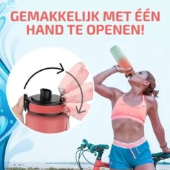 Lekro Waterfles Met Tijdmarkeringen - Motiverende Drinkfles Met Fruitfilter En Shake Bal/Shaker - 1 Liter - BPA Vrij - Roze/Blauw -Drinkwater Apparaat Winkel 1200x1200 1358