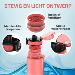 Lekro Waterfles Met Tijdmarkeringen - Motiverende Drinkfles Met Fruitfilter En Shake Bal/Shaker - 1 Liter - BPA Vrij - Roze/Blauw -Drinkwater Apparaat Winkel 1200x1200 1360