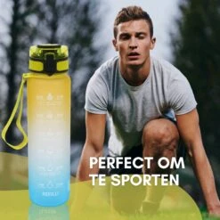 LaCardia Motivatie Waterfles Geel Blauw - 1 Liter Drinkfles - Waterfles Met Tijdmarkering - Geel + Blauw -Drinkwater Apparaat Winkel 1200x1200 1369