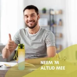 LaCardia Motivatie Waterfles Geel Blauw - 1 Liter Drinkfles - Waterfles Met Tijdmarkering - Geel + Blauw -Drinkwater Apparaat Winkel 1200x1200 1370