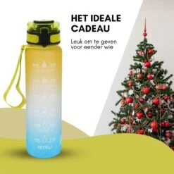 LaCardia Motivatie Waterfles Geel Blauw - 1 Liter Drinkfles - Waterfles Met Tijdmarkering - Geel + Blauw -Drinkwater Apparaat Winkel 1200x1200 1371