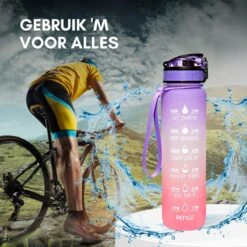 LaCardia Motivatie Waterfles Paars Oranje- 1 Liter Drinkfles - Waterfles Met Tijdmarkering - Paars Oranje -Drinkwater Apparaat Winkel 1200x1200 1405