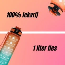 Merkloos Motivatie Waterfles - 1 Liter Fles - Waterfles Met Tijdmarkeringen - Inclusief Accessoires -Drinkwater Apparaat Winkel 1200x1200 1409