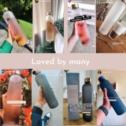 Aquachic - 1L Waterfles Met 2 Doppen En Tijdsmarkeringen - Lekvrij & Licht - Duurzaam - Nederlands Merk - Drink Fles / Bidon- Blauw 1 Liter -Drinkwater Apparaat Winkel 1200x1200 1411