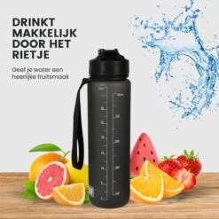 Lacardia Nederlandse Motivatie Waterfles Grijs 'Nederlandse Tekst' - Drinkfles Met Rietje - Waterfles 1 Liter - Waterfles Met Tijdmarkering -Drinkwater Apparaat Winkel 1200x1200 1414