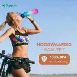 Supplife Motivatie Waterfles - 1 Liter Drinkfles - Waterfles Met Tijdmarkering - Met Rietje - Volwassenen - Kinderen - Blauw Roze - Inclusief Schoonmaakborstel -Drinkwater Apparaat Winkel 1200x1200 1469