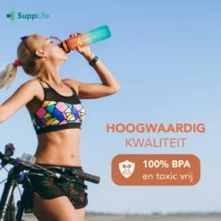 Supplife Motivatie Waterfles - 1 Liter Drinkfles - Waterfles Met Tijdmarkering - Met Rietje - Volwassenen - Kinderen - Cyaan Oranje - Inclusief Schoonmaakborstel -Drinkwater Apparaat Winkel 1200x1200 1487