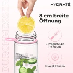 HYDRATE 900ml Drinkfles Met Tijdmarkeringen - Sport Waterfles Met Rietje, BPA-vrije Drinkfles Rietje Van Tritan Ideaal Voor Sportschool, Kantoor, Wandelen, Fitness, Sportfles (Zacht Roze) -Drinkwater Apparaat Winkel 1200x1200 1504