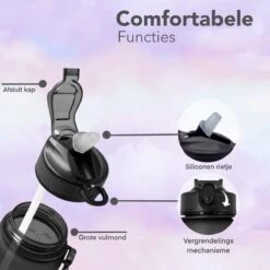 Seniq Motivatie Waterfles - 1 Liter - Drinkfles Met Tijdmarkering - Rietje - Groen Paars -Drinkwater Apparaat Winkel 1200x1200 1509