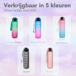 Seniq Motivatie Waterfles - 1 Liter - Drinkfles Met Tijdmarkering - Rietje - Groen Paars -Drinkwater Apparaat Winkel 1200x1200 1512