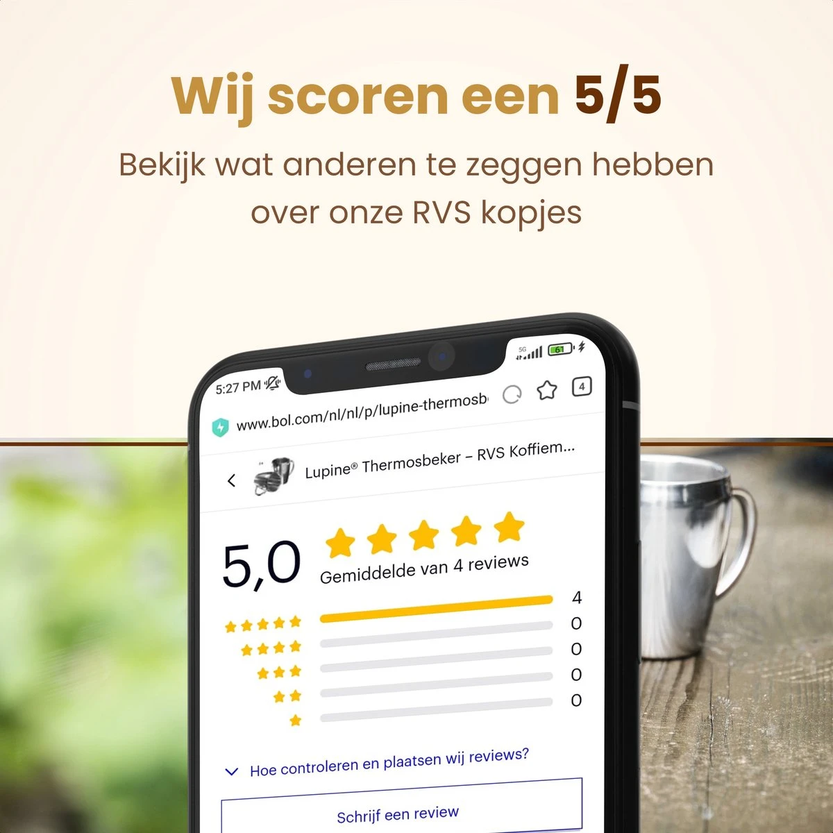 Lupine Beker RVS Dubbelwandig 200ml Lang Warm Set Van 2 Kopjes Mooie Set Bekers Van Roestvrij Staal 4 Lupine Beker RVS Dubbelwandig 200ml Lang Warm Set Van 2 Kopjes Mooie Set Bekers Van Roestvrij Staal - Afbeelding 4