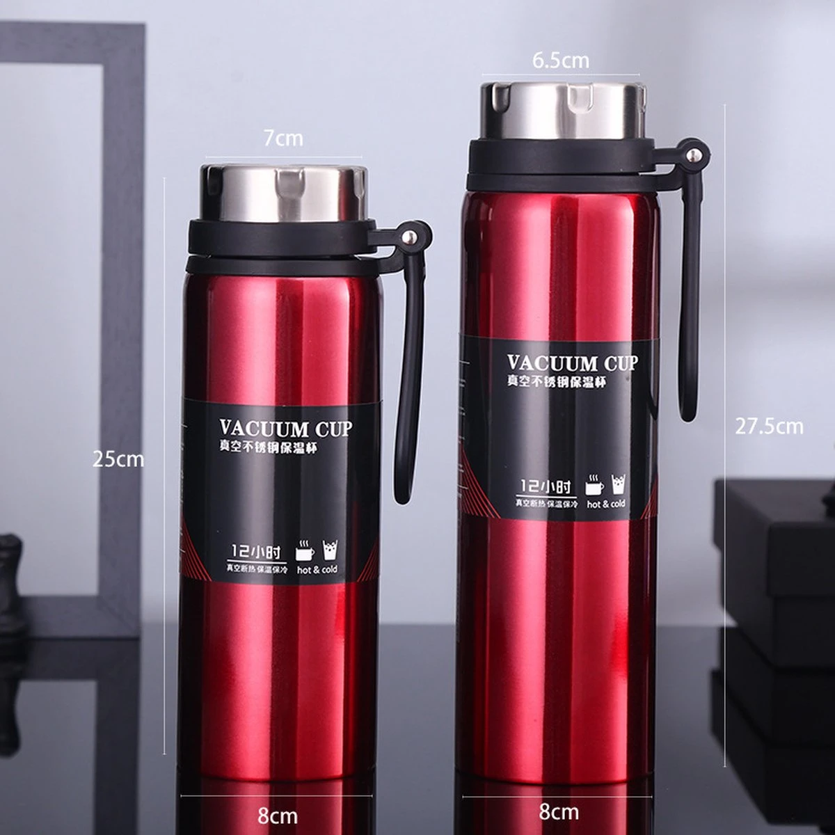 Faseras Thermosfles - 1000 Ml - Digitaal Vacuum - Thermoskan - Rood 1 Faseras Thermosfles - 1000 Ml - Digitaal Vacuum - Thermoskan - Rood