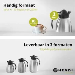 Hendi Thermoskan 2 Liter - Isoleerkan Met Drukknop - Zwart - Ø14,5x(H)26cm -Drinkwater Apparaat Winkel 1200x1200 297