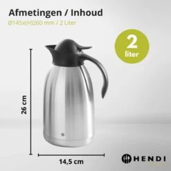 Hendi Thermoskan 2 Liter - Isoleerkan Met Drukknop - Zwart - Ø14,5x(H)26cm -Drinkwater Apparaat Winkel 1200x1200 299