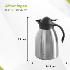 Hendi Thermoskan 1,5 Liter - Isoleerkan Met Drukknop - Zwart - Ø14,5x(H)23cm -Drinkwater Apparaat Winkel 1200x1200 306
