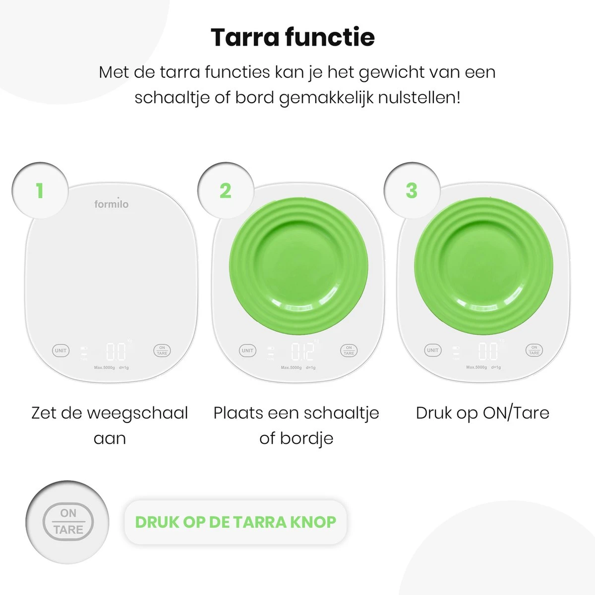 Formilo Digitale Precisie Keukenweegschaal Met App - Weegschaal Keuken Met Tarra Functie - 1gr Tot 5kg - Inclusief Batterijen - Wit 3 Formilo Digitale Precisie Keukenweegschaal Met App - Weegschaal Keuken Met Tarra Functie - 1gr Tot 5kg - Inclusief Batterijen - Wit - Afbeelding 3