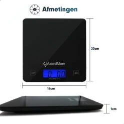 MaxedMore Digitale Keukenweegschaal Met Bluetooth En App - Digitale Precisie Weegschaal Voor Keuken - Tare / Tarra Functie - Weegt Tot 5000 Gram (5kg) - Werkt Op Batterijen - Smart Touch Bediening - Gemaakt Van Gehard Glas Met Antislip -Drinkwater Apparaat Winkel 1200x1200 498