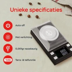 Kitchenwell Digitale Mini Precisie Keukenweegschaal - 0,001 Tot 100 Gram - 11.0 X 6.3 Cm - Pocket Scale Op Batterij - Weegschaal Keuken -Drinkwater Apparaat Winkel 1200x1200 529