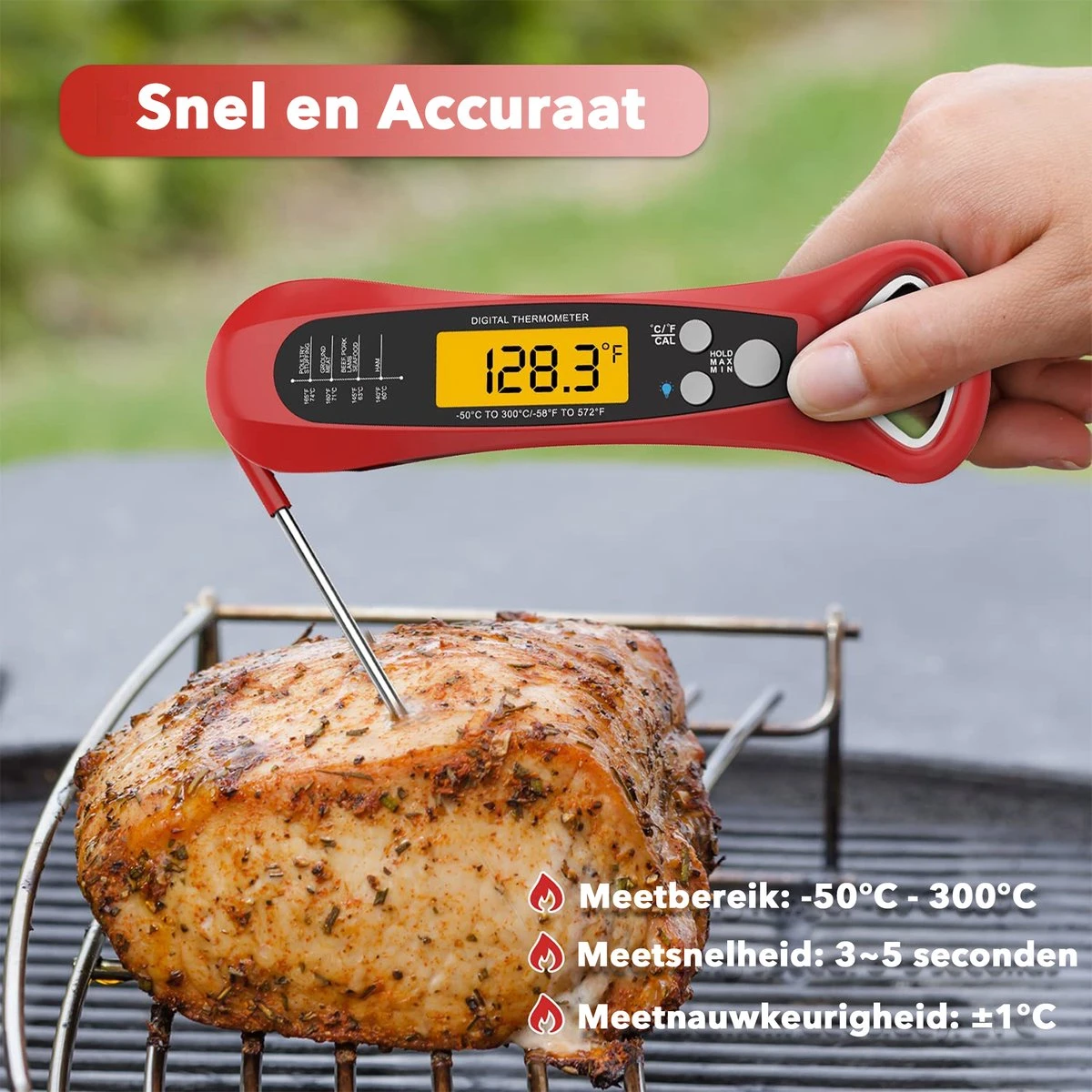 DOWO® - Digitale Thermometer – Oventhermometer – Suikerthermometer Digitaal – Kernthermometer – Keukenthermometer – Voedselthermometer – Thermometer Ook Geschikt Als Voor Vlees, BBQ, Oven 2 DOWO® - Digitale Thermometer – Oventhermometer – Suikerthermometer Digitaal – Kernthermometer – Keukenthermometer – Voedselthermometer – Thermometer Ook Geschikt Als Voor Vlees, BBQ, Oven - Afbeelding 2