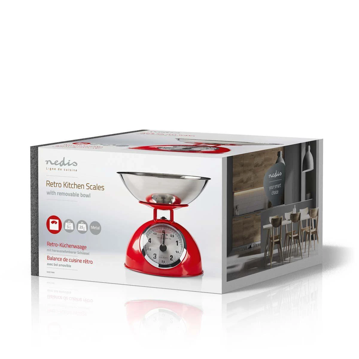 Nedis Keukenweegschaal - Analoog - Roestvrij Staal - Verwijderbare Kom - Rood 5 Nedis Keukenweegschaal - Analoog - Roestvrij Staal - Verwijderbare Kom - Rood - Afbeelding 5
