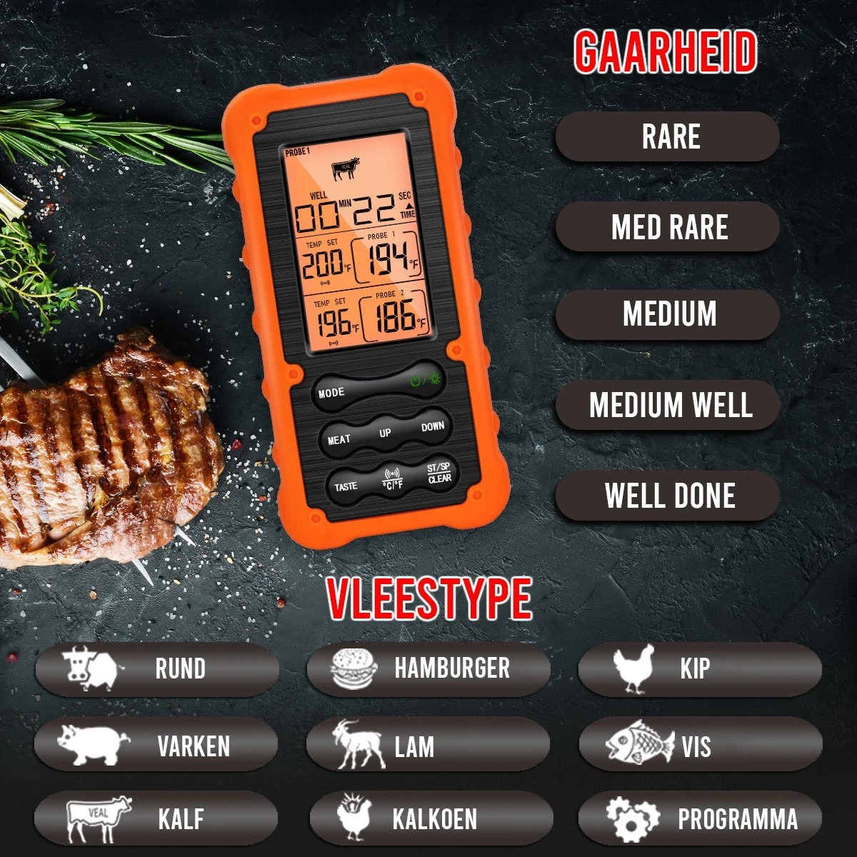 Mancor Vleesthermometer - Keukenthermometer 2 Mancor Vleesthermometer - Keukenthermometer - Afbeelding 2