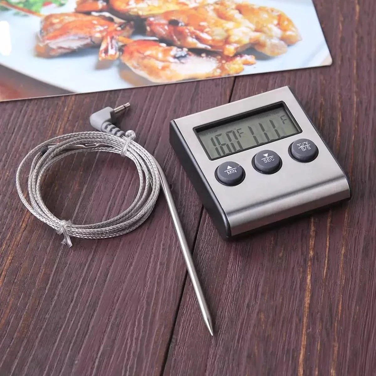 2-in-1 Magnetische Digitale Kern Thermometer Met Keuken Timer Alarm -0-250 Graden Celcius - Magnetische Vloeistof/Vlees Temperatuurmeter Met Meetsonde Draad & Kook Timer 3 2-in-1 Magnetische Digitale Kern Thermometer Met Keuken Timer Alarm -0-250 Graden Celcius - Magnetische Vloeistof/Vlees Temperatuurmeter Met Meetsonde Draad & Kook Timer - Afbeelding 3