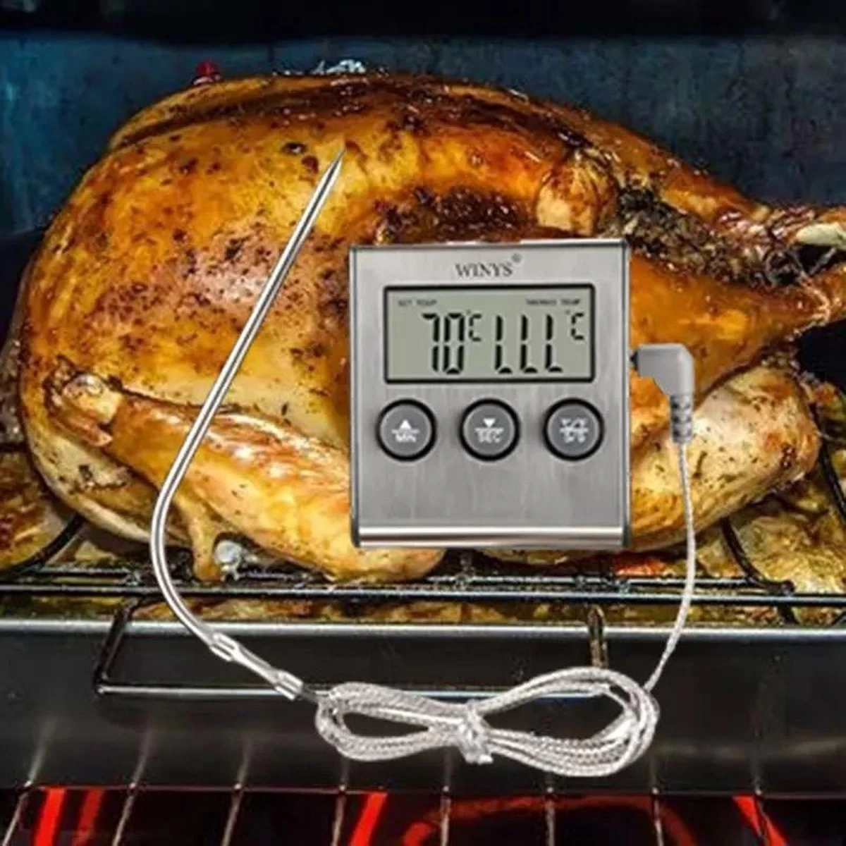 2-in-1 Magnetische Digitale Kern Thermometer Met Keuken Timer Alarm -0-250 Graden Celcius - Magnetische Vloeistof/Vlees Temperatuurmeter Met Meetsonde Draad & Kook Timer 7 2-in-1 Magnetische Digitale Kern Thermometer Met Keuken Timer Alarm -0-250 Graden Celcius - Magnetische Vloeistof/Vlees Temperatuurmeter Met Meetsonde Draad & Kook Timer - Afbeelding 7