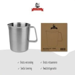 Krumble Maatbeker Met Schenktuit - Maatbekers - Meetbeker Voor Koken En Bakken - Maatkan - Kookgerei - Mengbeker - Blender Beker - RVS - 1 Liter - 12 X 15 X 13 Cm (Ixbxh) - Zilver -Drinkwater Apparaat Winkel 1200x1200 772