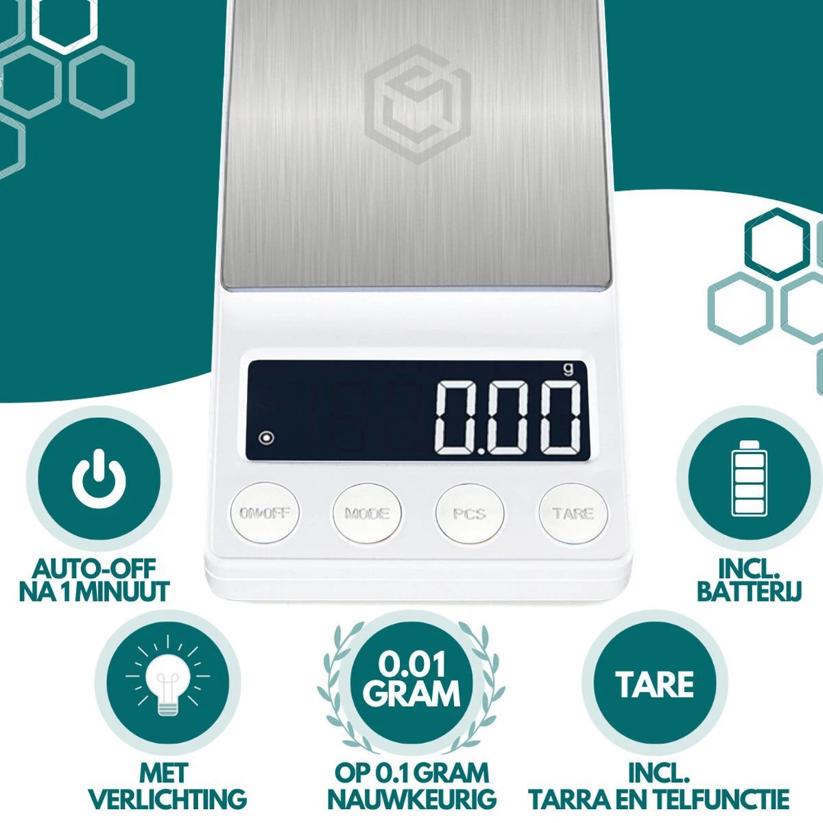 Ease Electronicz Digitale Mini Precisie Keukenweegschaal Wit - 0,01 Tot 200 Gram - 14.2 X 7.5 Cm - Pocket Scale Op Batterij - Weegschaal Keuken 4 Ease Electronicz Digitale Mini Precisie Keukenweegschaal Wit - 0,01 Tot 200 Gram - 14.2 X 7.5 Cm - Pocket Scale Op Batterij - Weegschaal Keuken - Afbeelding 4