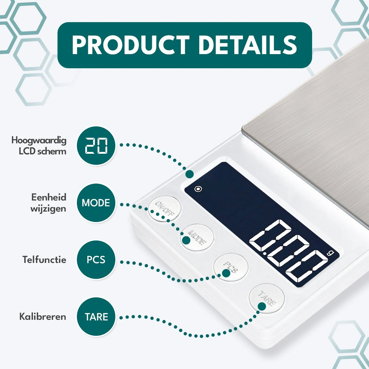 Ease Electronicz Digitale Mini Precisie Keukenweegschaal Wit - 0,01 Tot 200 Gram - 14.2 X 7.5 Cm - Pocket Scale Op Batterij - Weegschaal Keuken 6 Ease Electronicz Digitale Mini Precisie Keukenweegschaal Wit - 0,01 Tot 200 Gram - 14.2 X 7.5 Cm - Pocket Scale Op Batterij - Weegschaal Keuken - Afbeelding 6