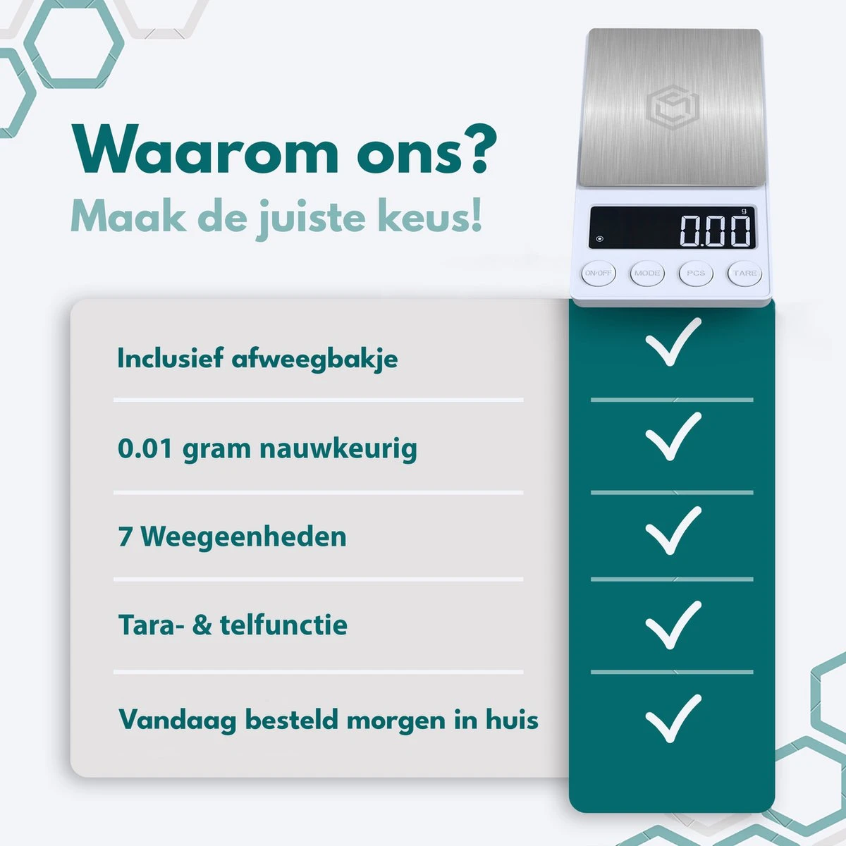 Ease Electronicz Digitale Mini Precisie Keukenweegschaal Wit - 0,01 Tot 200 Gram - 14.2 X 7.5 Cm - Pocket Scale Op Batterij - Weegschaal Keuken 7 Ease Electronicz Digitale Mini Precisie Keukenweegschaal Wit - 0,01 Tot 200 Gram - 14.2 X 7.5 Cm - Pocket Scale Op Batterij - Weegschaal Keuken - Afbeelding 7