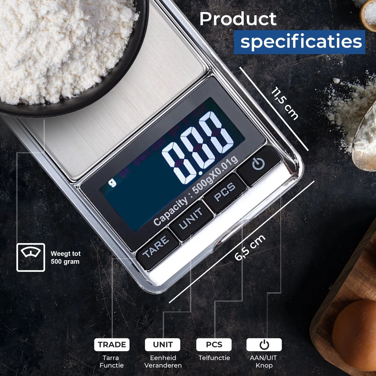 Precisie Weegschaal Keuken Digitaal - 0 01 Tot 500 Gram - Nauwkeurig! 4 Precisie Weegschaal Keuken Digitaal - 0 01 Tot 500 Gram - Nauwkeurig! - Afbeelding 4