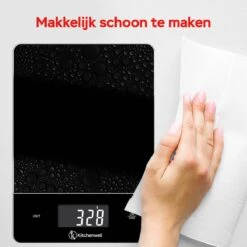 Kitchenwell Digitale Precisie Keukenweegschaal – Weegschaal Keuken - 1gr - 15kg – Tarra Functie - Zwart -Drinkwater Apparaat Winkel 1200x1200 921