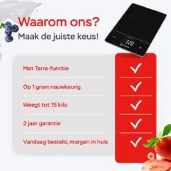 Kitchenwell Digitale Precisie Keukenweegschaal – Weegschaal Keuken - 1gr - 15kg – Tarra Functie - Zwart -Drinkwater Apparaat Winkel 1200x1200 922