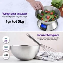 SWILIX ® Precisie Keukenweegschaal - 1gr Tot 5 Kg - Inclusief Mengcom - Met Tarra Functie - Inclusief Batterijen - RVS -Drinkwater Apparaat Winkel 1200x1200 972