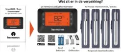 Hermanos® Digitale BBQ Thermometer Draadloos - Keukenthermometer - Bluetooth Met App - 4 Sondes - Magneet - Incl. Batterijen -Drinkwater Apparaat Winkel 1200x522