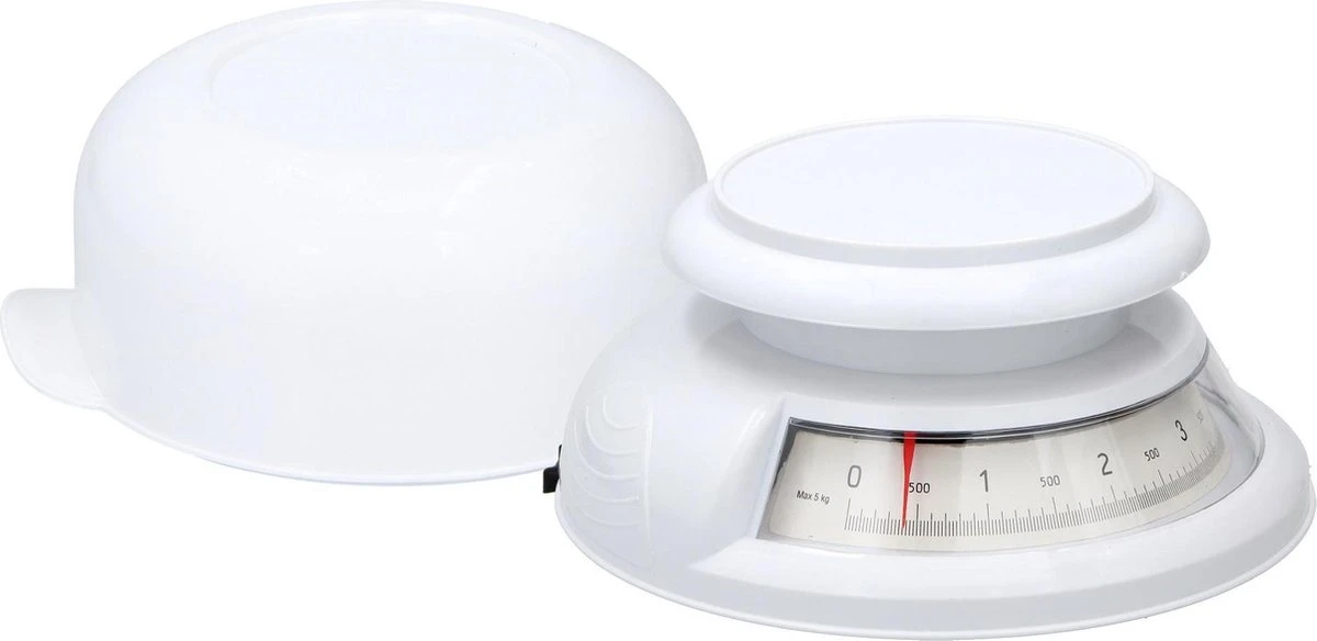 Alpina - Keukenweegschaal - Analoog - 5 KG - Met Kom - Wit 3 Alpina - Keukenweegschaal - Analoog - 5 KG - Met Kom - Wit - Afbeelding 3