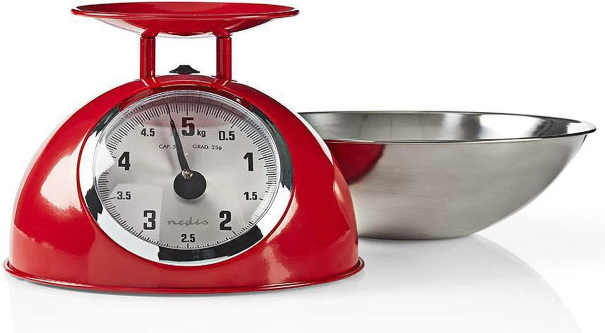 Nedis Keukenweegschaal - Analoog - Roestvrij Staal - Verwijderbare Kom - Rood 9 Nedis Keukenweegschaal - Analoog - Roestvrij Staal - Verwijderbare Kom - Rood - Afbeelding 9