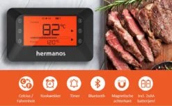 Hermanos® Digitale BBQ Thermometer Draadloos - Vleesthermometer - Oventhermometer - Bluetooth Met App - 2 Meetsondes - Magneet - Incl. Batterijen -Drinkwater Apparaat Winkel 1200x742 1