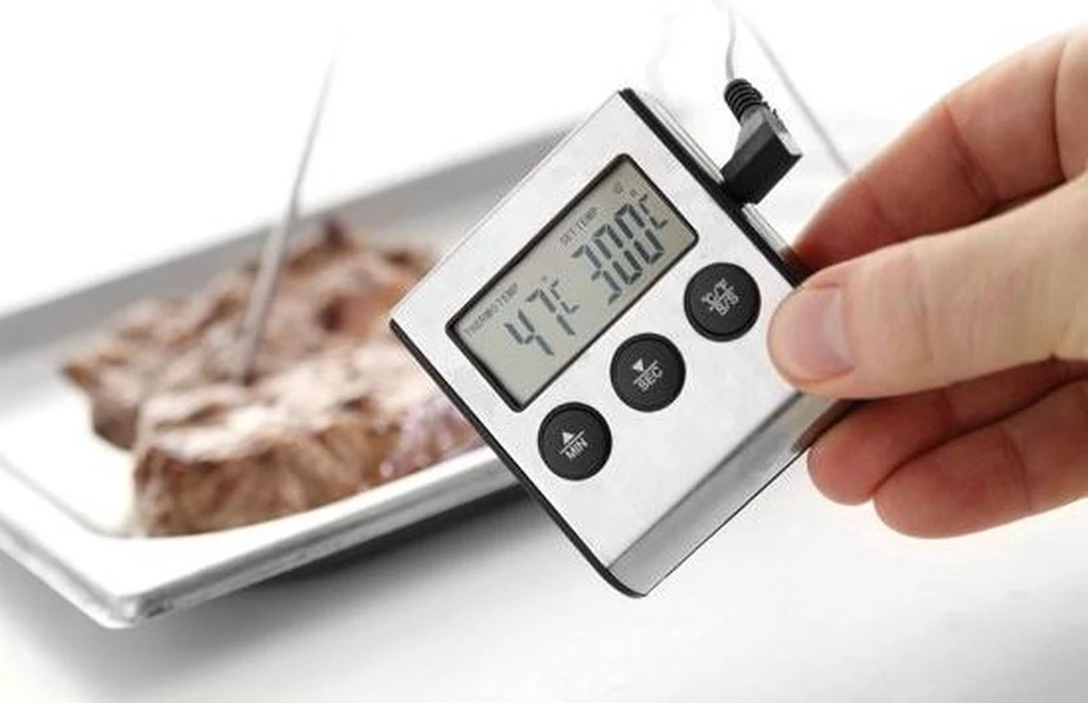 *** Digitale Keukenthermometer - Vleesthermometer- Braad Thermometer/timer - Met Timer Functie -20 °C Tot 250 °C- Incl. Timer, Warmte Alarm - Van Heble® *** 6 *** Digitale Keukenthermometer - Vleesthermometer- Braad Thermometer/timer - Met Timer Functie -20 °C Tot 250 °C- Incl. Timer, Warmte Alarm - Van Heble® *** - Afbeelding 6