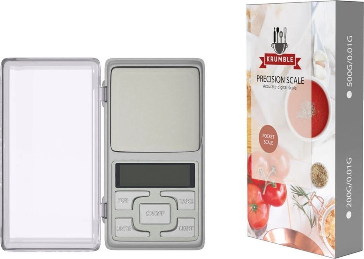 Krumble Precisie Weegschaal - Digitale Keukenweegschaal - 0.01 Tot 500 Gram 1 Krumble Precisie Weegschaal - Digitale Keukenweegschaal - 0.01 Tot 500 Gram